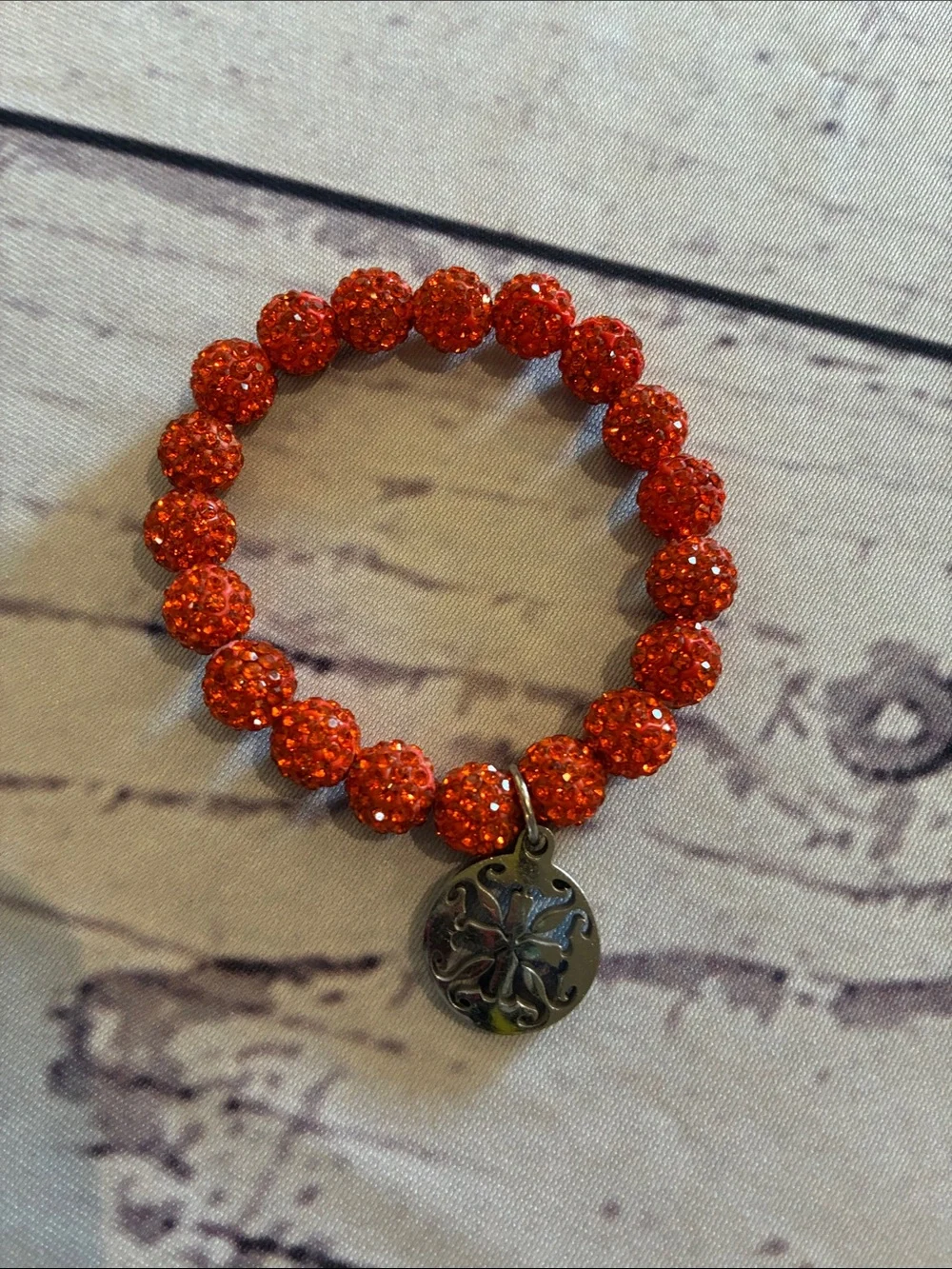 🎉NEW LISTING!🎉Rustic Cuff Bright Orange Sparkle Beaded Bracelet